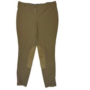 Tuff Rider Ladies Ribb Low-rise Pull-On Knee Patch Breeches, Taupe, Women's 32